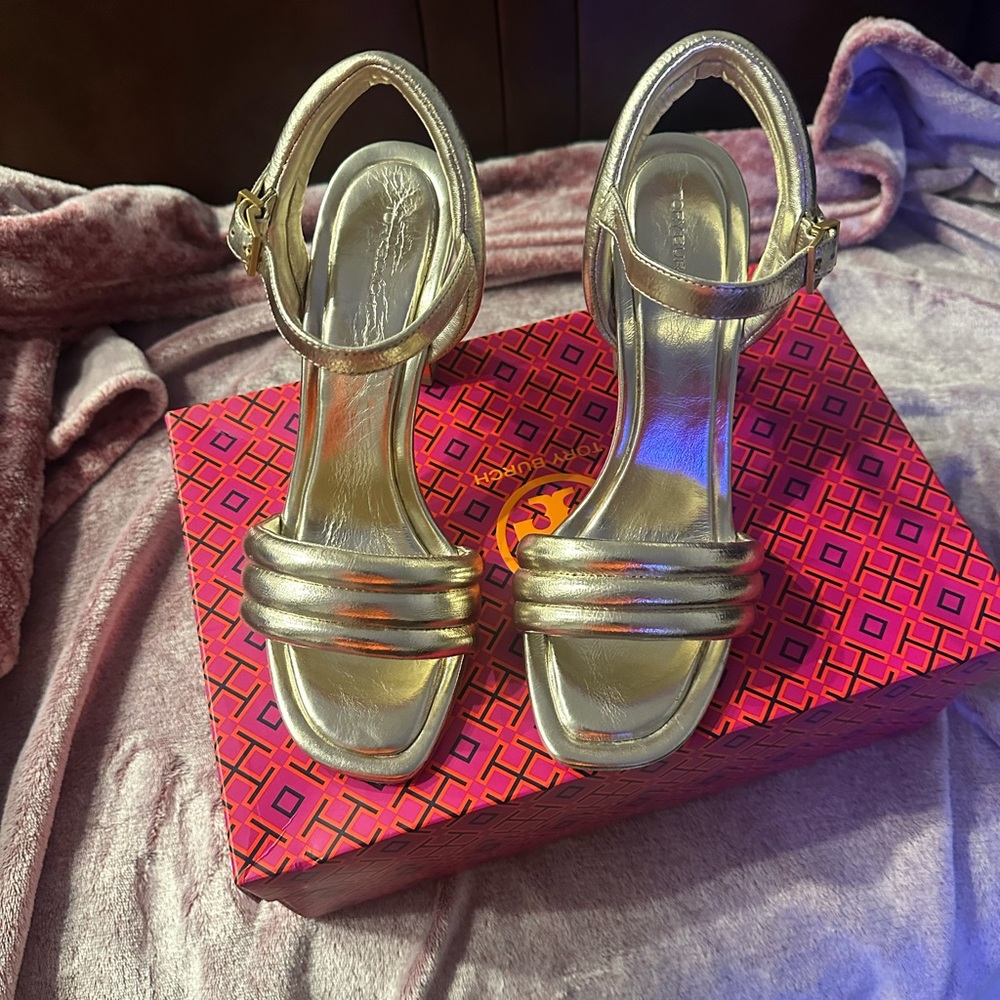 Tory Burch Metallic Gold Heels
